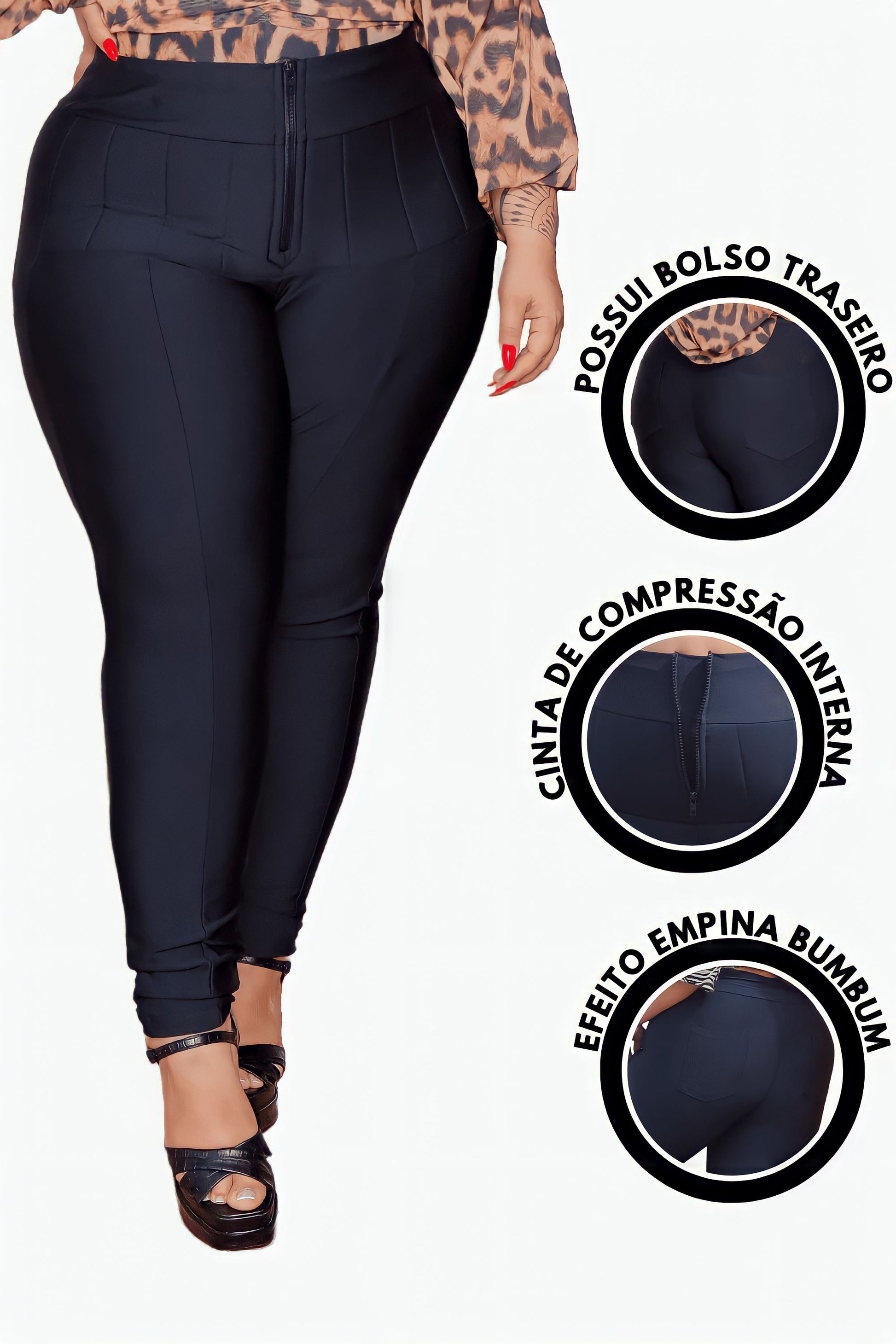 Calça Lipo 1 Zíper PLUS SIZE (48 a 54) - Modeladora Power Original - LEIA A DESCRIÇÃO!